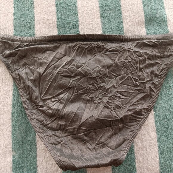 VINTAGE 1" HOM SWIM BRIEF, (*) 34", SILVER-GRAY CRINKLED PATTERN (Pre-Owned) - Picture 2 of 8